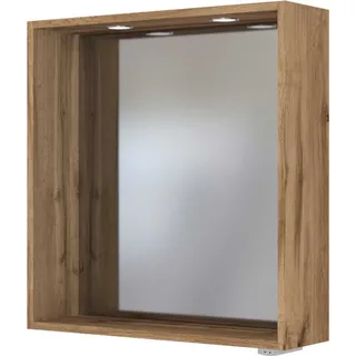 Spiegelpaneel mit Touch LED Einbauleuchten TAREE-03 in wotaneiche Nb. - Schwarz