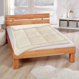 Wende Bettdecke 135x200cm Lammflor Optik  - Steppbett Sherpa-Fleece und Mikrofaser Seite - warme Steppdecke (1400g Füllung) - Wende-Design - Creme