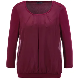 GOLDNER Kurzarmbluse »Kurzgröße Chiffon-Shirt mit 3/4-Arm, Rundhals«, rot