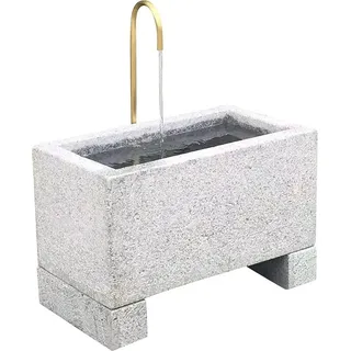 Gartenbrunnen Salzburg, ca. 60 x 72 x 35 cm, Granit/Metall, grau/Gold - Grau, Gold