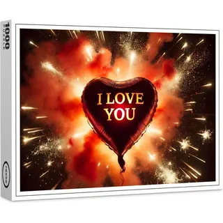 raxxa Premium-Puzzle "Herz Luftballon Ich liebe dich mit explosivem Effekt", 1000 Teile
