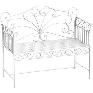 Outsunny Gartenbank Sitzbank Blumenbank Parkbank Gartenmöbel 2-Sitzer Metall Weiß , 50x98x111 cm , Gartenmöbel, Gartenbänke