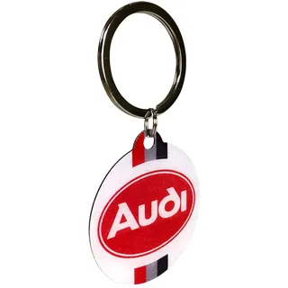 Nostalgic-Art Retro Schlüsselanhänger, Ø 4 cm, Audi – Logo | Original Audi Lizenzprodukt (OLP), aus Metall, Vintage Design, Geschenk-Idee für Audi-Fans