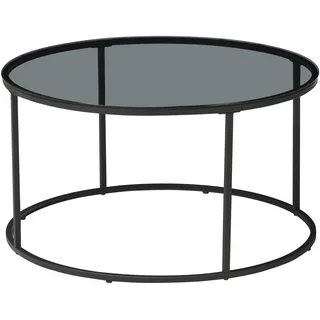 [en.casa] Couchtisch Kolari aus Rauchglas 45 x Ø80 cm Schwarz/Transparent