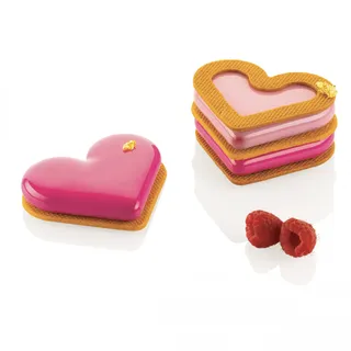 Silikomart | Silikon-Kuchenform MINI LOVE STORY, Antihaft, 8 Hohlräume, 10er Pack Kuchenformen, 80 x 66 h 12 mm Volumen 8 x 35 ml Tot. 280 ml