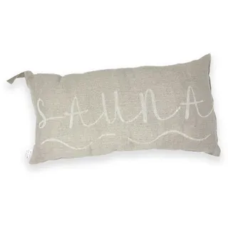 sositex | 1 Premium Saunakissen Lieblingskissen Reisekissen | Design: BANGA | Maße: 45 x 22 cm, 100% Leinen Hängematte, Strand oder Picknick (Natural/Weiss)
