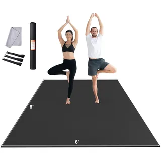 Vevor Trainingsmatte, rutschfeste, hochdichte Premium-Yogamatte, Trainings-Yogamatte für Männer und Frauen, Fitness- und Trainingsmatte mit Tasche und Bodentraining (2,4 x 1,8 m)