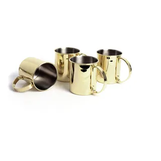 Echtwerk 4-teiliges Kupferbecher-Set, Bruchsichere Edelstahl-Gläser, Cocktail-Set, Cocktailgläser perfekt für Gin, Vodka, Bier und Kaltgetränke, Geschenkset, Gold-Edition, 1000 ml
