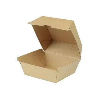 Greenbox Burger Box, braun, 13 x 14 x 8 cm, Robuste Kartonbox mit hohem Klappdeckel, 1 Karton = 5 Packungen à 50 Stück