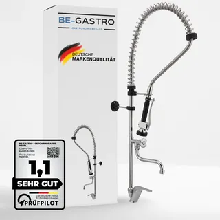 BE-GASTRO® I Profi Gastro Geschirrbrause Einloch "Premium" Hebelgriff inkl. Wasserhahn, Mischbatterie & ergonomischem Hebelgriff I Gastrobrause mit Zubehör, Gastronomie Armatur