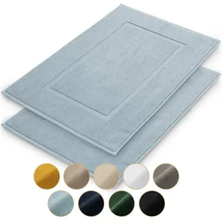 Blumtal Badematte Vilto 2er-Set, 50/80 cm, Hellblau , Textil , Rechteckig , 80x50 cm , Oeko-Tex® Standard 100 , Heimtextilien, Badtextilien, Badematten