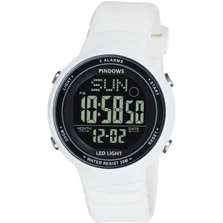 PINDOWS Damen Digital Armbanduhr Damen Armbanduhr Sportuhr Digitaluhr Unisex Uhr Teenager Uhr mit 3 Alarmgruppen Licht wasserdichte Countdown Stoppuhr Multifunktions Armbanduhren