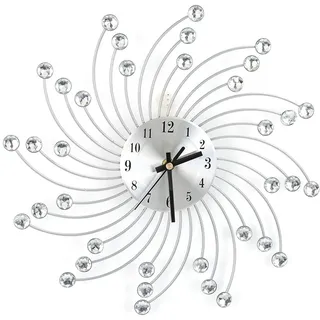 Wanduhr, Kristalldiamamond, Moderne Wanduhr aus Metall, leise, Kaminuhr für Wohnzimmer, kreative Zahlen, Kunstdekoration, für Wohnzimmer, Schlafzimmer, Büro, Hotel, Café,