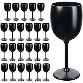 Schramm® Mehrweg Weingläser in schwarz wählbar 6, 12, 24 oder 48 Stück Champagner Glas Sektflöten Sektkelch Stielglas Champagner Gläser Fassungsvermögen, Größe:24 Stück