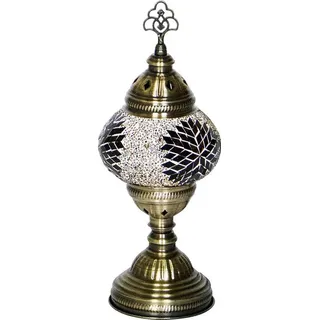 Oosterse Mosaik Tischlampe Braun 30cm hoch, 13,5cm Durchmesser, E14 Fassung, handgefertigt, einzigartiges Design - Braun