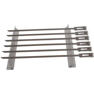 Edelstahl Grillspießhalter spießhalter 6 Spieße 38cm Grillaufsatz Schaschlik BBQ