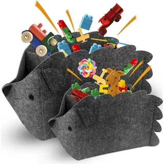 2 Stück Aufbewahrungsboxen für Kinder, filzene faltbare Spielzeugkiste, Organizerkorb in Igel-Form, 30 Liter Aufbewahrungsboxen für das Kinderzimmer, Stoff-Aufbewahrungsboxen, Wäschekorb für Zuhause (Set von zwei)