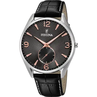 Festina F6870/3 Uhr Herrenuhr Lederarmband schwarz - Schwarz