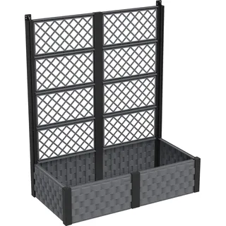 Duramax Hochbeet rechteckig mit Rankgitter, ideal für drinnen und draußen, wetterfest und erweiterbar, zum Anpflanzen von Kräutern, Blumen und Gemüse, Fassungsvermögen 12L, Grau