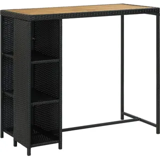 vidaXL 5-tlg. Gartenbar-Set mit Kissen Poly Rattan Schwarz - Schwarz