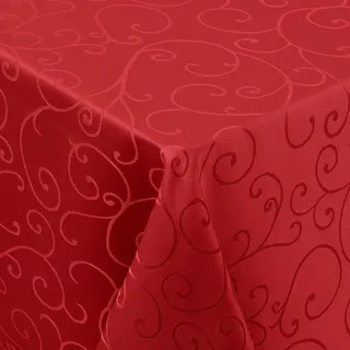smiry Tischdecke Abwaschbar Ornamente Rechteckig 90 x 90 cm Tischtuch Damast Tafeldecke Kratzfest aus Polyester Pflegeleicht für Küche, Party - Rot