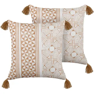 Beliani Malus Dekokissen 45 x 45 cm Hellbraun