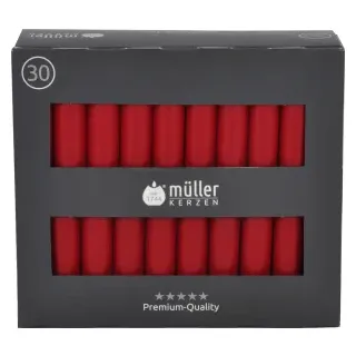 Müller Kerzen Tafelkerzen, karminrot, Elegante Tafelkerzen im praktischen Vorratspack, 1 Packung = 30 Stück, (Ø x H): 20 x 175 mm