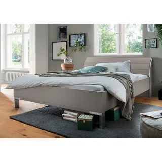 WIEMANN Futonbett »Monaco, 4-fache Liegehöhenverstellung« mit stilvollem Holzkopfteil, Made in Germany, grau