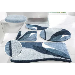 my home Badematte »Magnus, Badvorleger, Badezimmer Teppich« mehrfarbig, Badteppich, Badematten auch als 2 teiliges Set & rund, blau