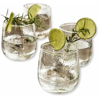 LOBERON Glas 4er Set Valters, klar | Trinkgläser, Mundgeblasenes Glas, Mit welliger Struktur, Stilvoll klassisches Design