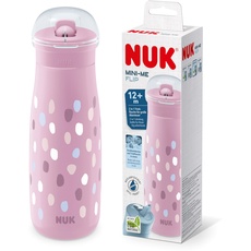 Bild von Mini-Me Flip mit Strohhalm für Kleinkinder | ab 12 Monate | 450 ml | Kinderwasserflasche | auslaufsichere stabile Trinköffnung | bruchsicher | rosa Farbkleckse