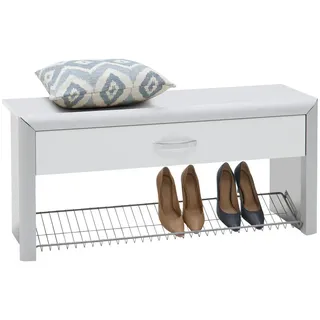 Dieter Knoll Garderobenbank , Weiß, Alufarben , Metall, Holzwerkstoff , 1 Schublade(n) Schubladen , 109x50x35 cm , Garderobe, Garderobenbänke, Garderobenbänke