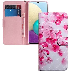 COTDINFOR LG K40 Hülle 3D-Effekt Painted cool Schutzhülle Flip Bookcase Handy Tasche Schale mit Magnet Standfunktion Etui für LG K40 Pink Peach Flower BX.