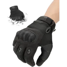 KEMIMOTO Taktische Handschuhe, Motorradhandschuhe, Militär Einsatzhandschuhe mit Kohlefaser Knöchelprotektor und Touchscreen, Atmungsaktiv, Vollfinger, für Bushcraft, Motorrad, Jagd und Security