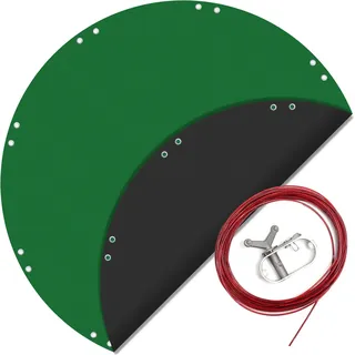 Wiltec Poolabdeckung rund Ø 610 cm, 200 g/m2 PE, UV-beständige Abdeckplane, 2in1 Poolplane für Sommer und Winter, schwarz/grün - Schwarz, Grün