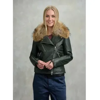 Blauer für Damen. 25WBLDL01340 Lederjacke mit Pelz Cherry schwarz (S), Lässig
