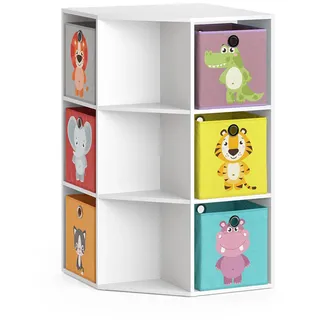 Vicco Kinderregal Luigi Weiß 64 x 107.8 cm mit 6 Faltboxen opt.1 , Holzwerkstoff , 9 Fächer , Rechteckig , 64x107.8x64 cm , Babymöbel & Kindermöbel, Babyzimmer, Babyregale & Kinderregale