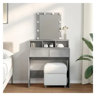 vidaXL Schminktisch mit LED-Beleuchtung Betongrau 80x41x144,5 cm