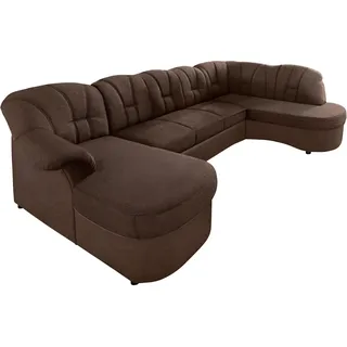 DOMO collection Wohnlandschaft »Flores«, auch in Leder-Bezug, B/T/H: 293/180/86 cm, U-Form« wahlw. mit Bettfunktion, wahlw. mit Federkern, Unser Dauertiefpreis, braun