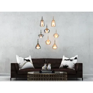 Augefallene LED Cluster Pendelleuchte mehrflammig mit 8 Glasschirmen, Ø 72cm