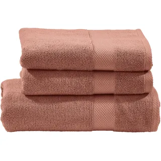 Handtuch Set DONE. "Deluxe", rosa (altkupferfarben), 3 Stk., Zwirnfrottee, Zwirnfrottee, Zwirnfrottee, Handtücher, Handtuch Set, Hotelqualität aus hochwertigem Zwirnfrottier