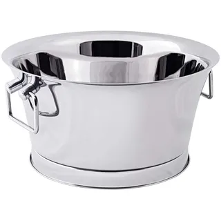 EDZARD Champagner Kühler Samu (Ø 48 cm, groß) aus Edelstahl - Flaschenkühler, Sektkühler doppelwandig - Getränkekühler für 6 Flaschen - Schale für Wein, Sekt & Eiswürfel - Weinkühler mit Griffen