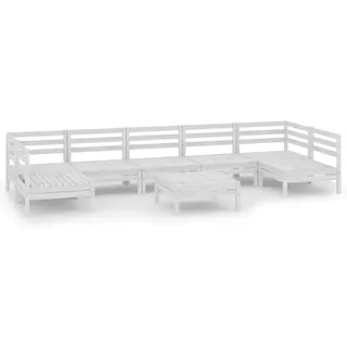 vidaXL 8-tlg. Garten-Lounge-Set Weiß Massivholz Kiefer - Weiß