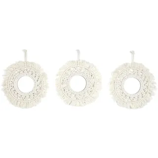 HOME DECO FACTORY, HD0177, Decorative Boho Macramé Mirror, Elegant and Bright, Ideal for Personalizing Your Interior, Easy to Install, H28 cm, Beige