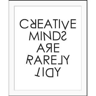 Bild QUEENCE "CREATIVE MINDS", schwarz-weiß (farbe rahmen: schwarz, farbe bild(er): schwarz, weiß), B:40cm H:50cm, Bilder, Bild, gerahmt, Schriftzug