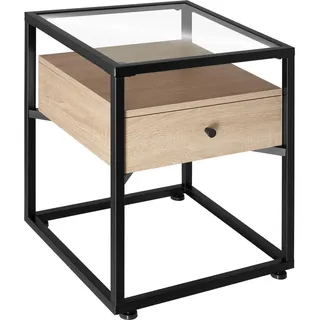 tectake Nachtschrank Preston, 43 x 45 x 54,5 cm, Industrial Holz hell, Eiche Sonoma , Naturfarben , Holzwerkstoff , Quadratisch , 43x54.5x45 cm , Schlafzimmer, Nachtkästchen