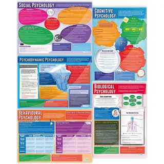 Daydream Education Poster Psychological Approaches – Set mit 5 Stück, Psychologie-Poster, Glanzpapier, 850 mm x 594 mm (A1), Psychologieposter für das Klassenzimmer, Bildungstabellen
