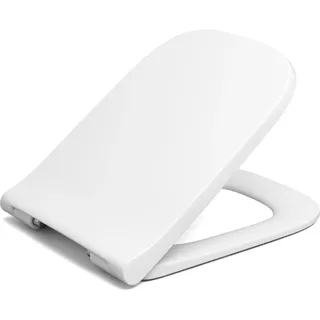 Toilettensitz kompatibel mit Geberit Smyle Square, WC Sitz aus antibakteriellem Duroplast, Toilettendeckel mit Absenkautomatik Soft Close - Weiß