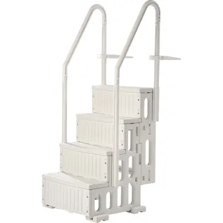 VEVOR Poolleiter Kunststoff, Tragkraft 180kg, Poolleiter für Einbaupools 122-137cm, Terrasse, Haus, Indoor, Outdoor, Weiß - Weiß