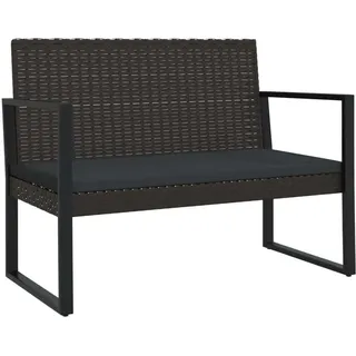 vidaXL Gartenbank mit Kissen Schwarz 106 cm Poly Rattan - Schwarz